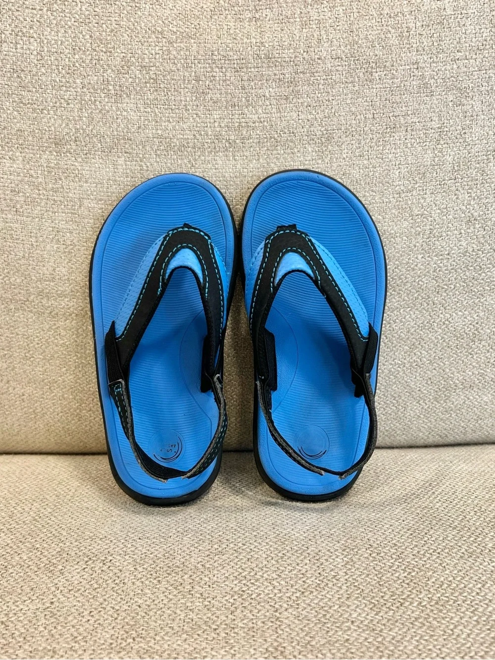Wonder Nation Size 9/10 Toddler Blue Black Flip Flops EUC